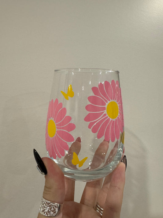 Flower Stemless Wine Glass