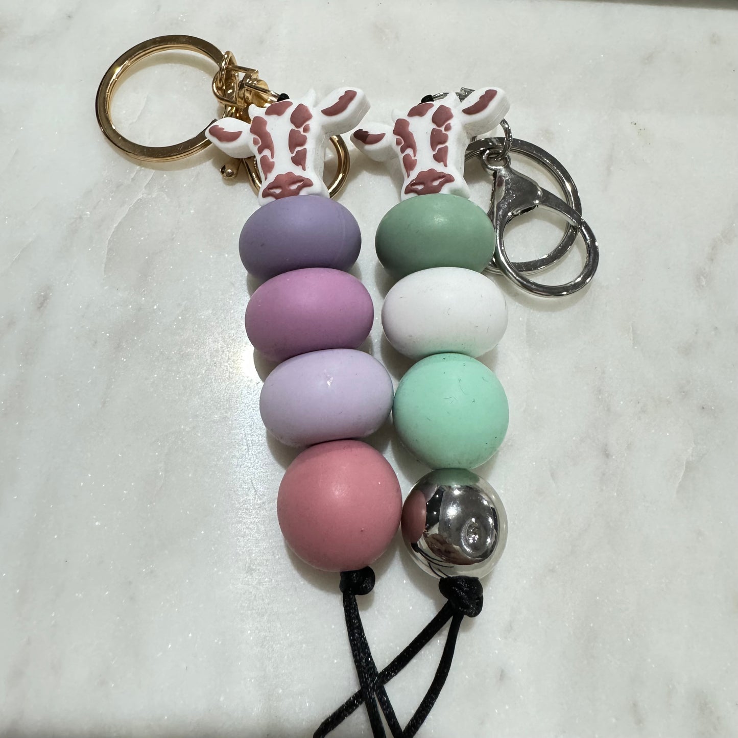 Blush Cow Head Keyring