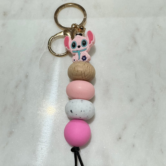 Pink Stitch Fam Keyring