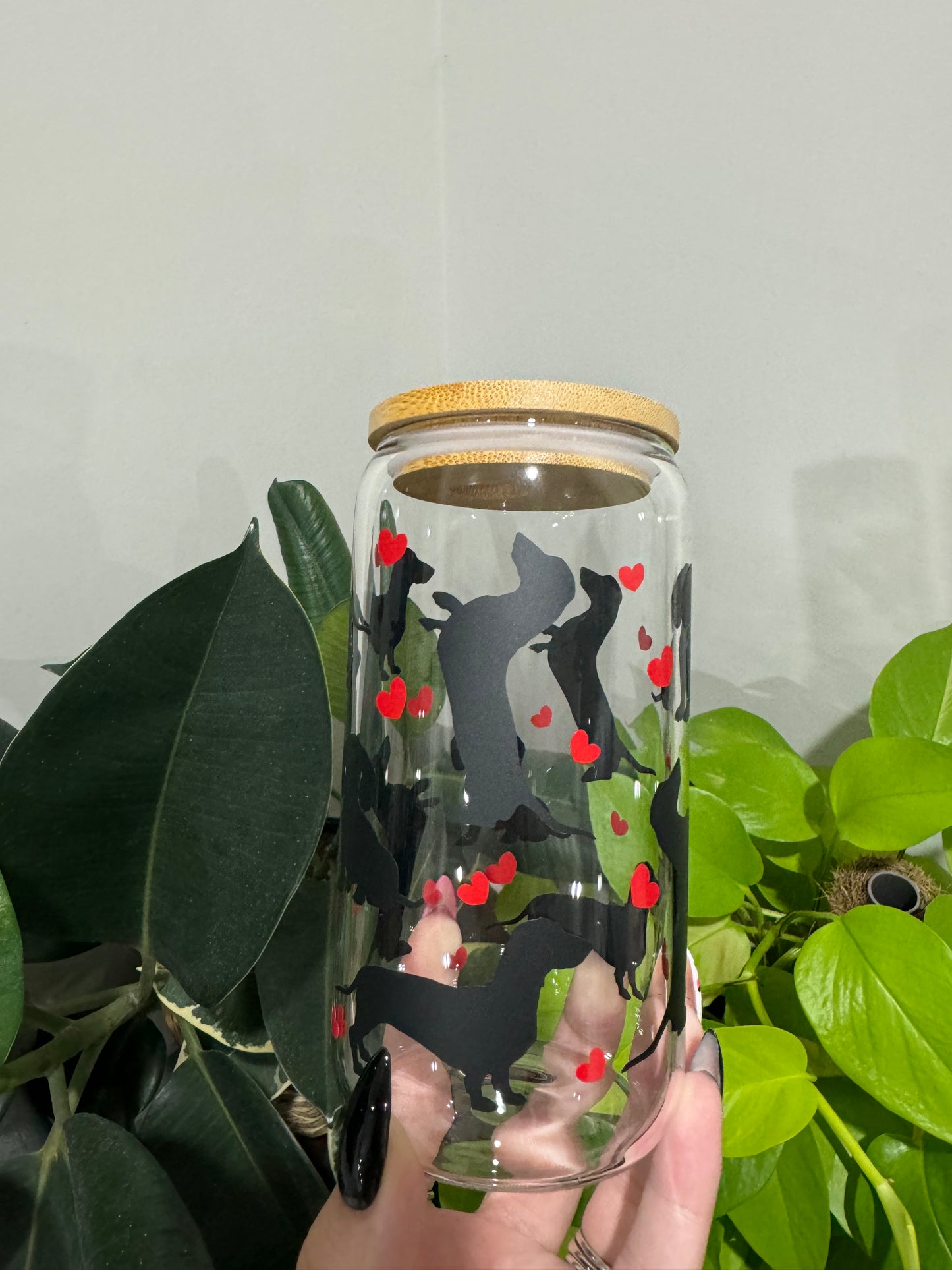 Dachshund Red Glass Tumbler