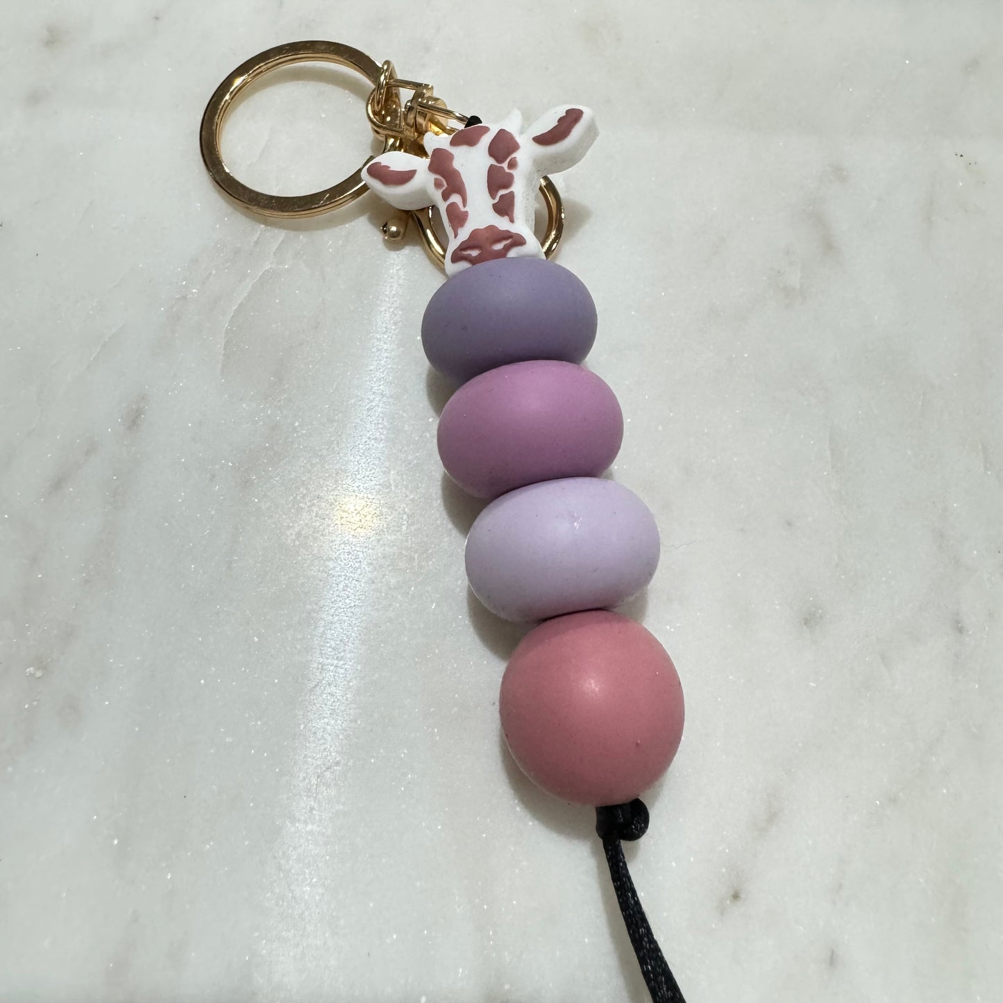 Blush Cow Head Keyring